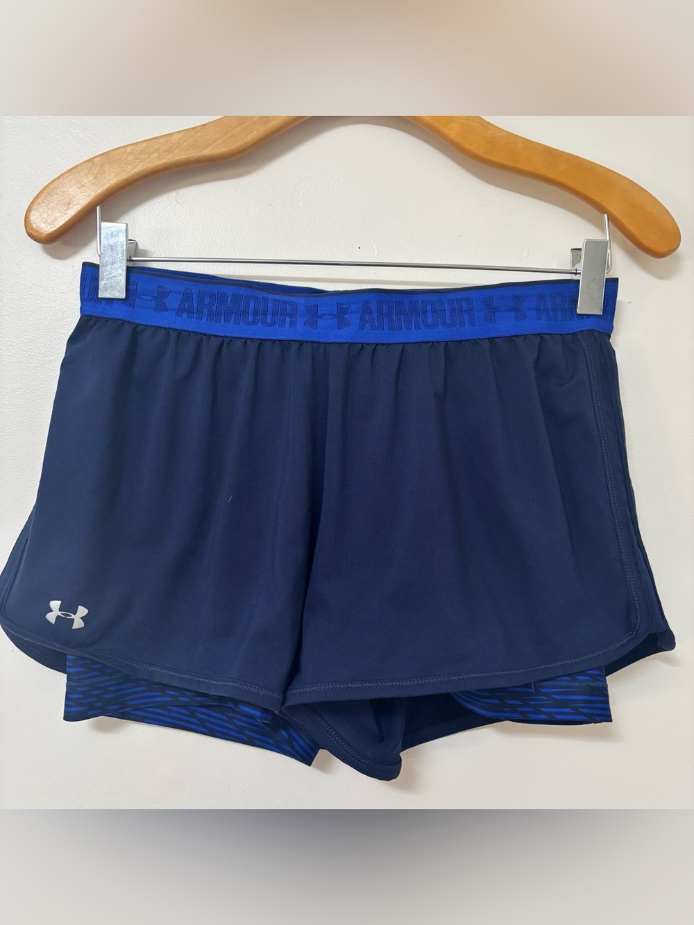 Under Armour Navy Blue Women's Layered Running Shorts Small
